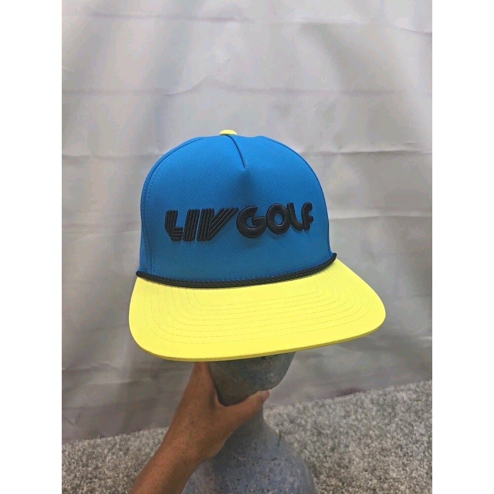LIV GOLF Hat Cap Adjustable FlexFit 110 Blue Yellow